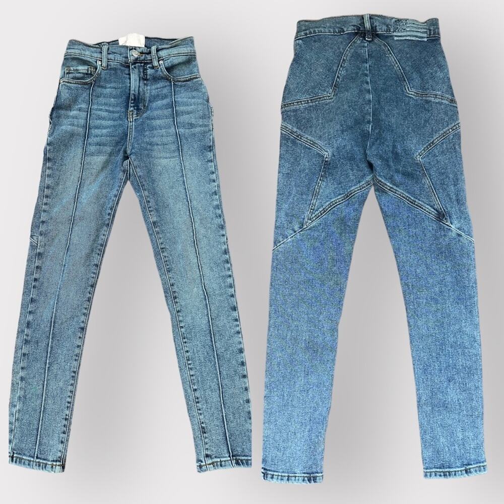 Revice Star Skinny Jeans, Size 23, Exposed Seam, Button and Zip Closure, Viral